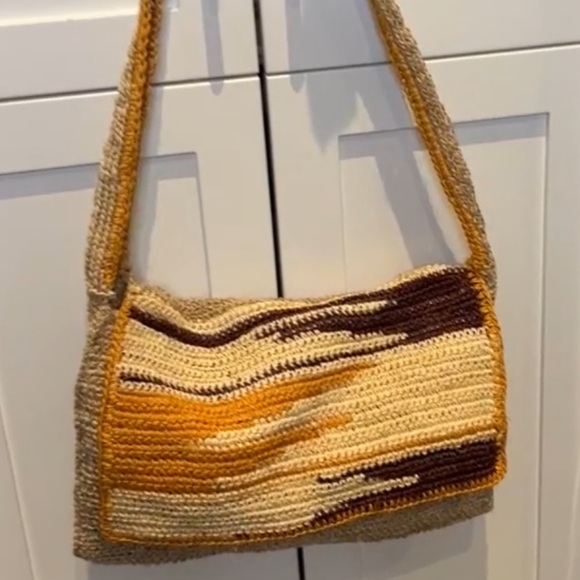 Artisan Multicoloured Neutral Crochet Messenger Cross Body Bag Women - Picture 3 of 16